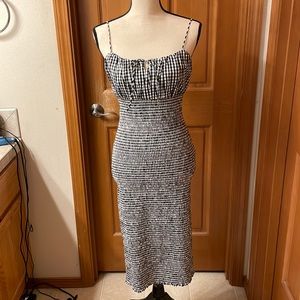 J Crew smocked gingham check tie front sundress